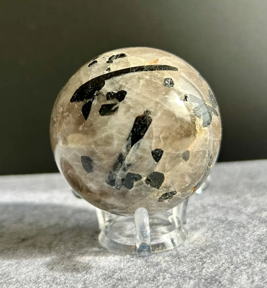 Tourmalinated Quartz Sphere