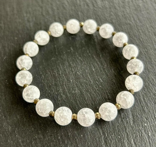 Frosted Quartz and Pyrite Bracelet