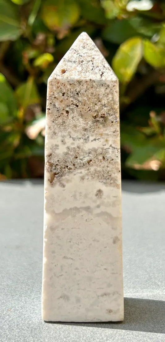 White Plume Agate Obelisk