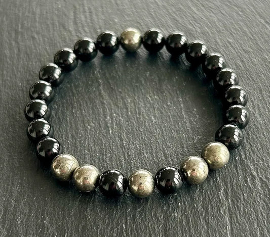 Black Tourmaline &amp; Pyrite Bracelet