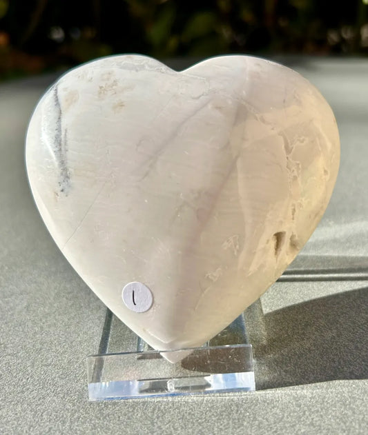 White Plume Agate Heart