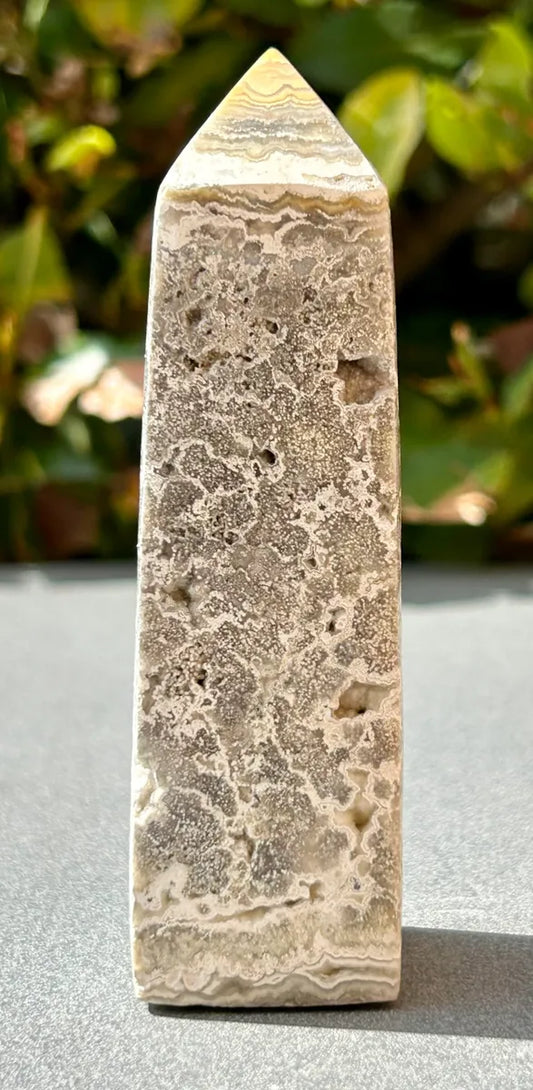 White Plume Agate Obelisk